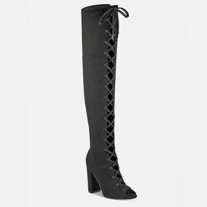 Guess Black Over-the-Knee Lace-Up Boots